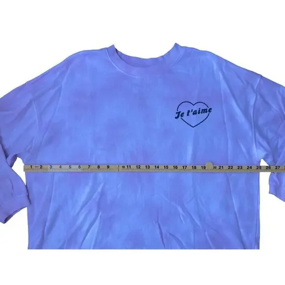 Mighty Fine Pink Tie-Dye “Je T’aime” Heart Graphic Oversized Sweatshirt - Medium - Picture 6 of 10
